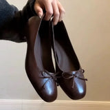 Summer New Woman Casual Square Head Flats Flock Ballerina Church Flats Female Suede Elegant Soft Sole Women Shoes