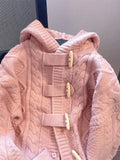Preppy Style Sweet Pink Cardigan Sweaters Women Loose Long Sleeve Hooded Knitted Jacket Fall Winter Vintage Korean Cute Tops New