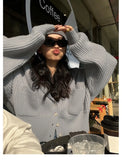Women's Hooded Cardigan Button Up with Pocket Knitted Sweater Hoodie Slouchy Knitwear Fall Winter Casual Chic Outfit