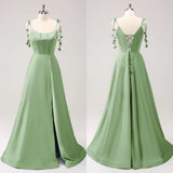 Pbong  High Quality Strapless Floor Length Backless Sleeveless High Fork Vestidos Para Bodas Mujer Invitada Vestido De Noiva