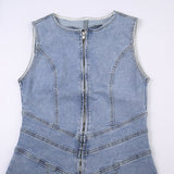 Denim Shape Heart Backless Dress