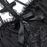 Goth Dark Gothic Emo Jacquard A-line Dresses Elegant Grunge Ruched Bandage Partywear Punk Black Women Halloween Club Dress