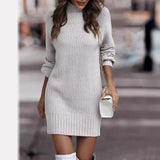 Pbong  Fashionable Long Sleeve Polo/Turtle Neck Sweater Women's Dress Autumn/Winter Pure Color Cross-Border Trade Amazon