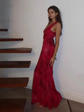 Elegant V-neck Rose Print Long Dress Women Bandage Draped Maxi Sleeveless Tank Dress Evening Party Vintage Clothing