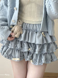 Pbong  Sweet Bow Kawaii Skirts Women High Waist Japan Mini Cake Skirt Fashion Preppy Style Design Elegant Female Ball Gown Skirts