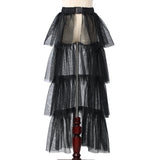 Pbong  Steampunk Tulle Tutu Skirt Women Medieval Gothic Cocktail Club Ruffles Punk Mermaid Overskirt