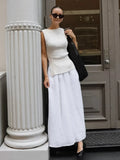 Cotton Linen White Long Skirt High Waist Zipper Casual Autumn Skirt New Fashion Spring Skirts Female Clothing