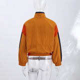 Pbong   Casual Contrast Color Jacket Women Loose Full Sleeve Stand Collar Button Jackets Female Autumn Winter Lady Outwear New