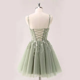 Pbong  Lace Applique Tulle Homecoming Dresses for Teens Sparkly 3D Flower Short Prom Dress Sequin Quinceanera DAMA Dress