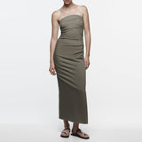 Dress Summer Women New Chic Ruched Elegant Tube Top Tight Holiday Dress Fashion Street Casual Comfortable Young Women Dress