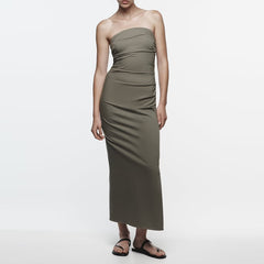 Dress Summer Women New Chic Ruched Elegant Tube Top Tight Holiday Dress Fashion Street Casual Comfortable Young Women Dress