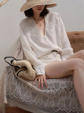 Pbong  Flower Embroidery Shirt for Women Long Sleeve V Neck Blouses Chic Korean Vintage Blouse Tops Female