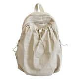 Women's Drawstring Ruched Lightweight Backpack Minimalist Casual Aesthetic Daily Simple Solid Color School Bag New Trend