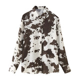 High Street Printed Shirt Women Lapel Long Sleeve Single Breasted Tops Female 2025 Spring Summer Fashion Casual Blouses Clothes