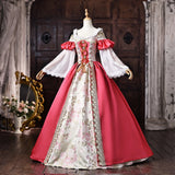 New Middle Ages Rose Red Performance Dress Princess Dance Palace Dress Music Show Drama Cosplay Dress