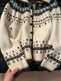 Pbong  Lush Knitted Lazy Style Winter Sweater Coat Single Button Fair Isle Motif Soft Cozy Hooded Ultra Long Sleeve Macaron Color Kn...