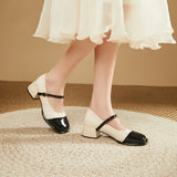 Pbong  Beige Japanese Style Lolita Square Toe Heels Mary Jane Buckle Strap Woman Footwear with Medium Shoes for Women Chunky Gothic Y2k