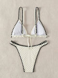 Triangle Bikini Set Strappy Swimsuit Women Solid Swimwear Female Sexy Bathers Bathing Swimming Swim Suit Beachwear