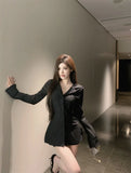 Striped Turn-down Collar Shirts Women Autumn Sexy Ladies Slim Fit Tops Long Sleeve Retro Fashion All-match Korean Style Popular