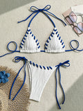 Halter Wrinkled Weave Bikini Women Swimwear Female Swimsuit Two Pieces Bikini Set Brazilian Bathing Suit Swim Beach Wear