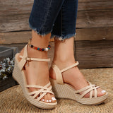 Fashion Wedges Shoes for Women Summer Platform High Heels  Thick Bottom Ankle Strap Gladiator Shoes Woman