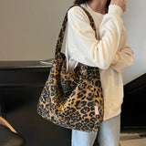 Pbong  Vintage Leopard Canvas Shoulder Shopper Bag for Women Large Woman Tote Bag Fashion Designer Female Handbags Purses Bolsas