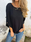 Pbong  All Seasons and Casual Hangouts Versatile Casual Dot Blouse Three Quarter Sleeves Button Details Suitable