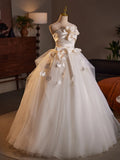 Pbong  Elegant White Wedding Dress with Strapless Ball Gown Skirt for Women Korean Style Polyester Fiber Long Evening Gown