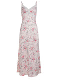 Pbong   Sexy Slim Summer V Neck Spaghetti Strap Sleeveless Flower Print Backless Long Fashion Dresses