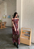 Designer Insect Floral Cowls Sleeveless Long Dress For Women 2024 Summer A Line Bodycon Midi Dress New Collection