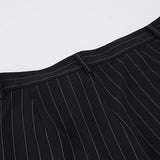 Pbong  Commuter Style Low Waist Striped Contrast  Color Suit Pants Women's Casual Straight Leg Loose Button-Fly Bottoms Fashion New