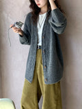 Slouchy Knit Cardigan Sweater for Women Comfy Cable-knit Button Up Sweater Jacket Female Autumn Winter Vintage Outfit