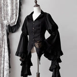 Japanese Vintage Elegant Lolita Shirt Women Victorian Gothic Flare Sleeve Blouses Female Y2k Aesthetic Casual Retro Tops Blusas