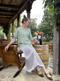 French Elegant Solid Silky Shiny Long Skirt Fashion Elastic Waist Satin Pleat Women Dress Spring Korean Chic A-line Ladies Skirt