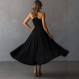 Pbong  Elegant Sleeveless Party Long Dresses For Women Summer Fashion Solid Color Slim Off The Shoulder A-line Maxi Dress Casual