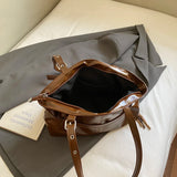 Retro PU Shoulder Bags for Women Solid Color Hand Bag Winter Luxury Designer Trend Purses and Handbags