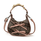 Pbong  Mini Fashion Shoulder Bag Urban Simple Style Faux Fur Underarm Butterfly Knot Handbag Stylish All-Match Small Dumpling Shape