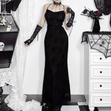 New Vintage Elegant Gothic Dress Women Sexy Streetwear Fairy Y2K Grunge Aesthetic Cross Pattern Spaghetti Strap Party Dress