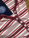 Red Striped Six Buttons Long Sleeve T-shirts Women Spring O-neck Cotton Slim Tee Shirt New Preppy Sytle Sweet Tshirt Y2k Tops