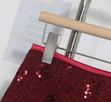 Pbong  New Autumn Winter Women Sequins Mini Skirts Waist Back Zipper Solid Color Above Knee Non Stretch Slim A Line Bling Skirt