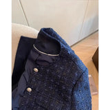 Women's Short Jacket 2025 Spring Autumn Navy Blue Fashion Lady Outerwear Temperament Long Sleeve Ladies Small Fragrant Coat