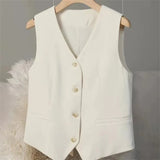 Women's Vest Coat 2025 Spring Autumn High-end Sleeveless Ladies Suit Vest Jacket Temperament Fashion Lady Blazer Horse Clip