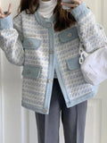 Fall Women Sweet Tweed Jacket Vintage Casual Long Sleeve Elegant Coat French Cute O Neck Women Fall Winter Retro Tops New
