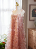 Pink Strapless Evening Gown Women's Daily Wear Fairy Tale Birthday Adult Ceremony Long Dress Forest System Engagement Dress B...