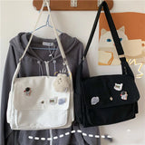Japanese Simple Canvas Bags For Women Men Unisex Crossbody Bags Messenger Bag School Bags Shoulder Bag Couple Bags Bolso Mujer