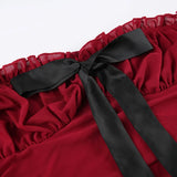 Red Strapless Sexy Mesh Ruched Dress
