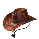 Women Men Cowgirl Hat Retro Synthetic Leather Sun Protection Holiday Beach Hiking Cap