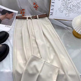 Elegant Womens High Waisted Suits Pants Spring Summer 5 Solid Colors Trousers with Pockets Casual Office Lady Pants