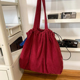 Pbong  Korean Canvas Women Shoulder Bag Female Student Tote Shopper Bag Large Fashion Corduroy Ladies Hand Bags Woman Handbags
