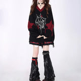 Gothic Y2k Sweater Women Harajuku Vintage Punk Long Sleeve Knitted Pullover Grunge Fashion Streetwear Oversize Sweaters